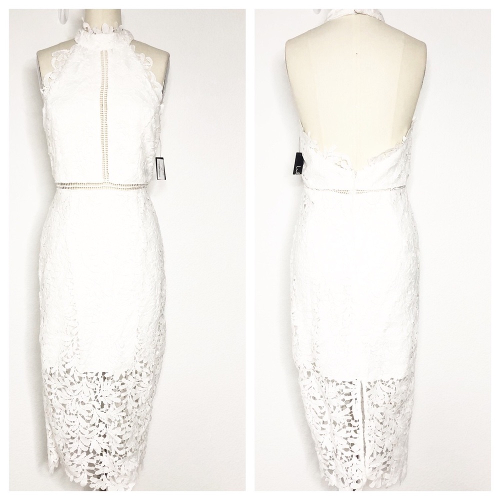 Lulus Divine Destiny White Lace Midi Dress NEW - Picture 5 of 10